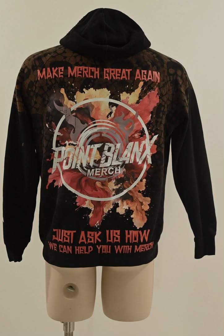 Custom Point Blanx Merch printed hoodie, back view
