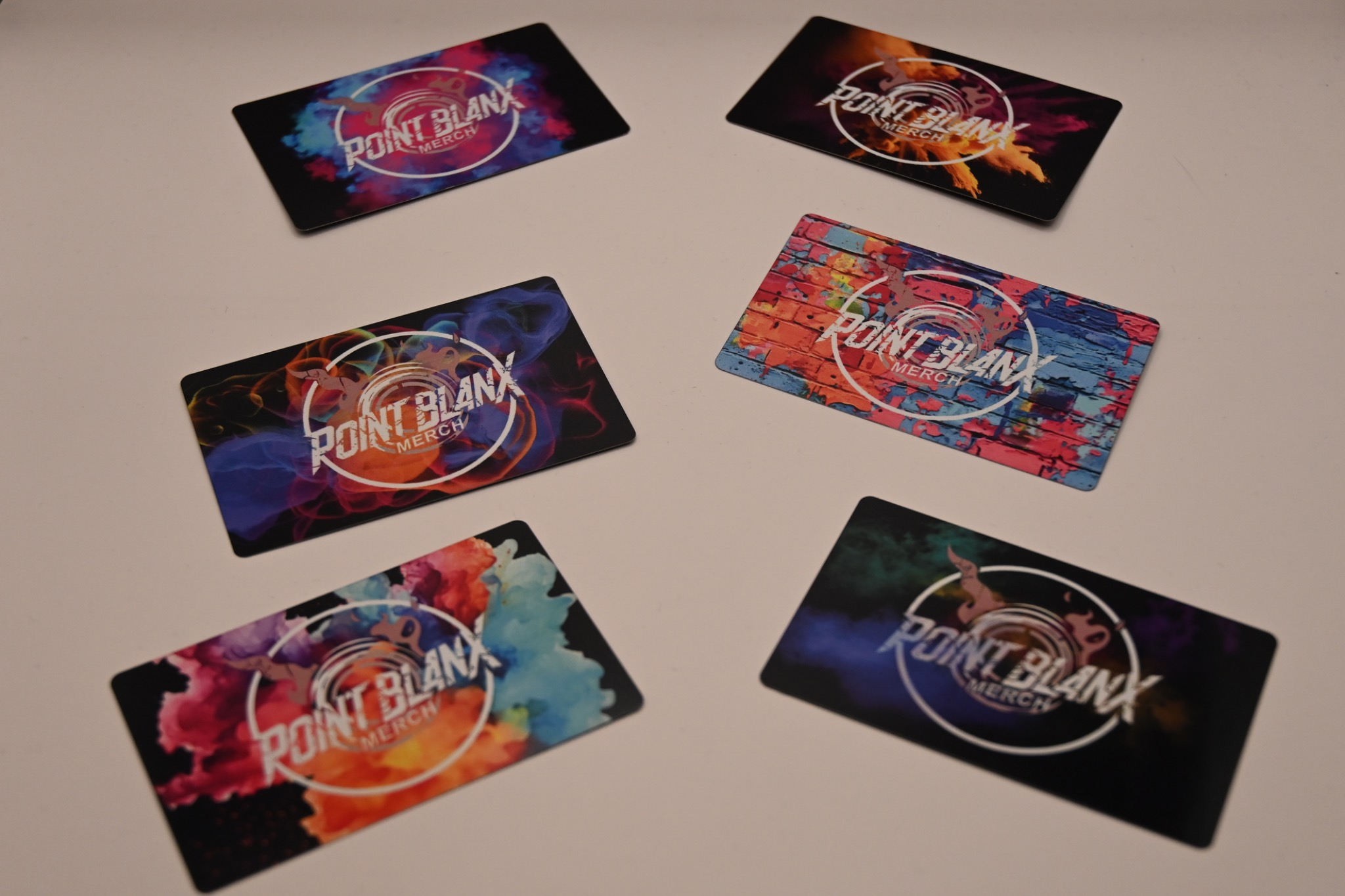 Selection of full-colour printed metal business cards